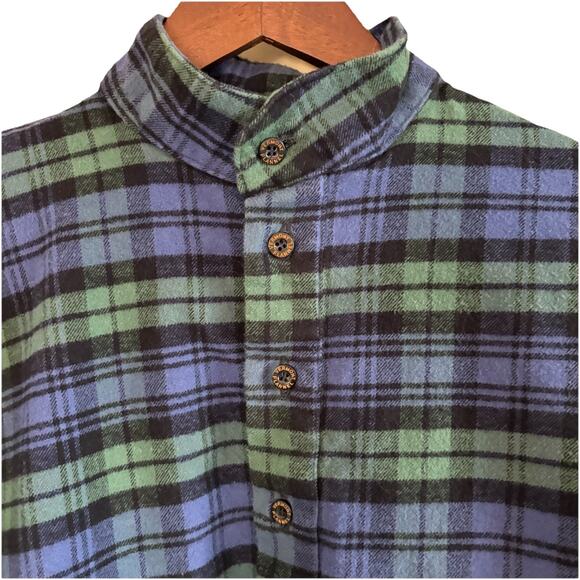 Vermont Flannel Co Unisex Black Watch Plaid Henley Oversized XS USA Made - Picture 6 of 14